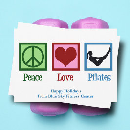 Tarjeta Festiva Peace Love Pilates Cute Personalizados Navidades