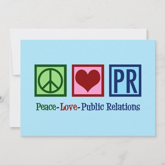 Tarjeta Festiva Peace Love Public Relations Agencia de Relaciones  (Anverso)
