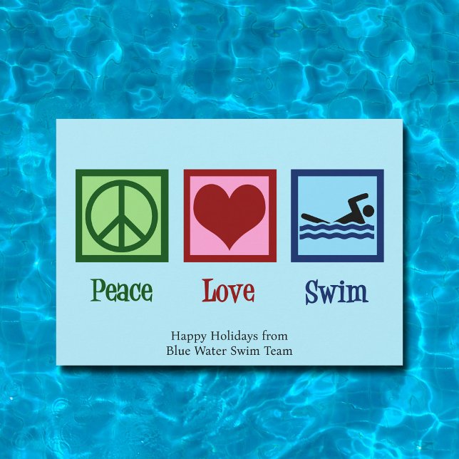 Tarjeta Festiva Peace Love Swimming Cute Team Navidades (Subido por el creador)