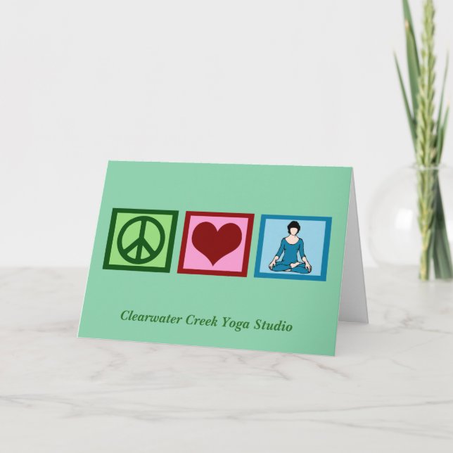 Tarjeta Festiva Peace Love Yoga Nombre de estudio personalizado Gr (Anverso)