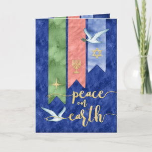 Tarjeta Festiva Peace on Earth Blessings Holiday Greeting Photo