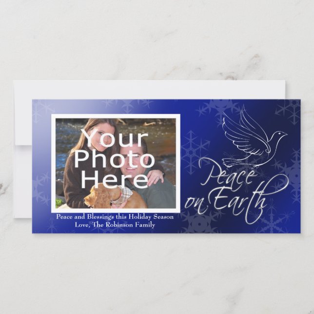Tarjeta Festiva Peace on Earth Christmas or Hanukkah Photo Cards (Anverso)