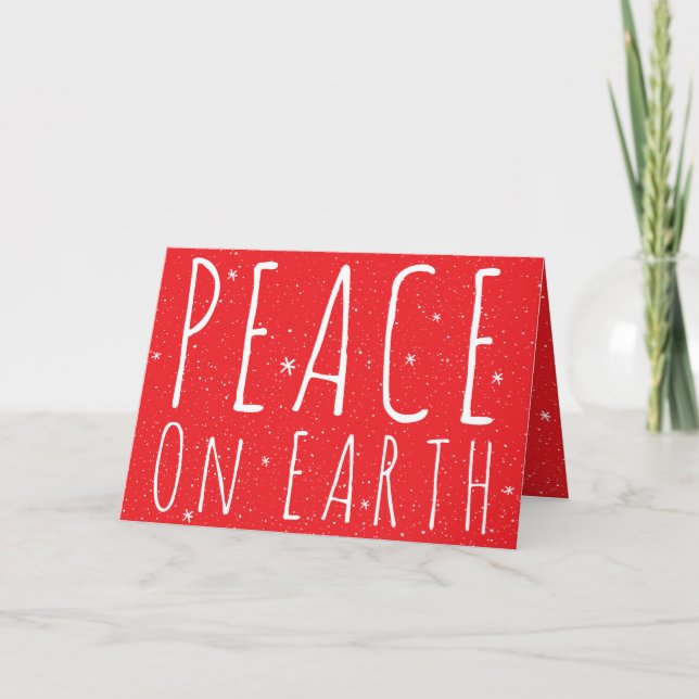 Tarjeta Festiva Peace on Earth cita copos de nieve en festividad r (Anverso)