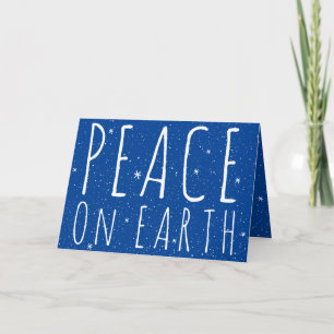 Tarjeta Festiva Peace on Earth cita copos de nieve en vacaciones a