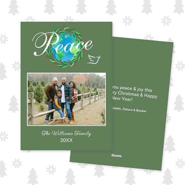 Tarjeta Festiva Peace on Earth Elegant Script Christmas Photo (Subido por el creador)