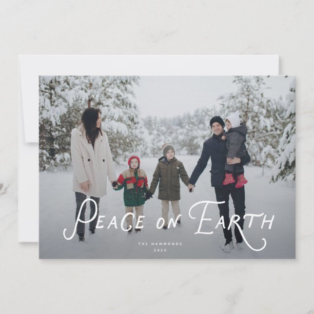 Tarjeta Festiva Peace on Earth Holiday Photo Card (Anverso)