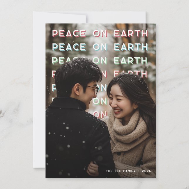 Tarjeta Festiva Peace on Earth Holiday Photo Card (Anverso)