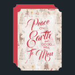 Tarjeta Festiva Peace on Earth on Christmas Trees Reindeer Cards<br><div class="desc">"Peace on Earth and Good Will to Men" in chic letter on the front along with Christmas trees and reindeer, your greeting and names on the back - a beautiful way to send holiday cheer. *ADD a photo on the back, too. Select Matte for heaviest paper and high definition for...</div>