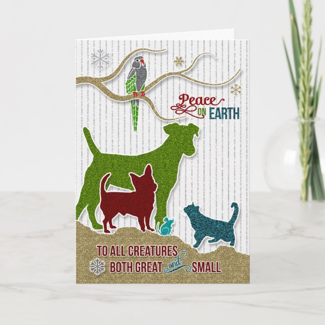 Tarjeta Festiva Peace on Earth Pet Lover Sticker Style (Anverso)