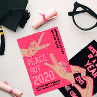 Peace Out 2020 luz de neón rosado Feliz Año Nuevo