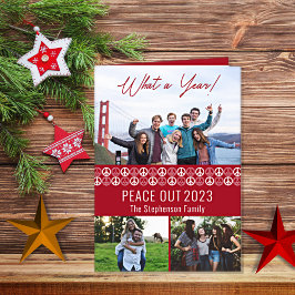 Tarjeta Festiva Peace Out 2023 What A Year 3 Collage de fotos - Re