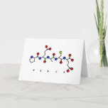 Tarjeta Festiva peace peptide card<br><div class="desc">This card combines science with a modern pop-art esthetic to depict a protein molecule that spells the word "peace." A holiday greeting can be added inside. Inside of the card states: The front design represents a protein formed from amino acid units whose shorthand initials spell the word peace (P:proline, E:glutamic...</div>