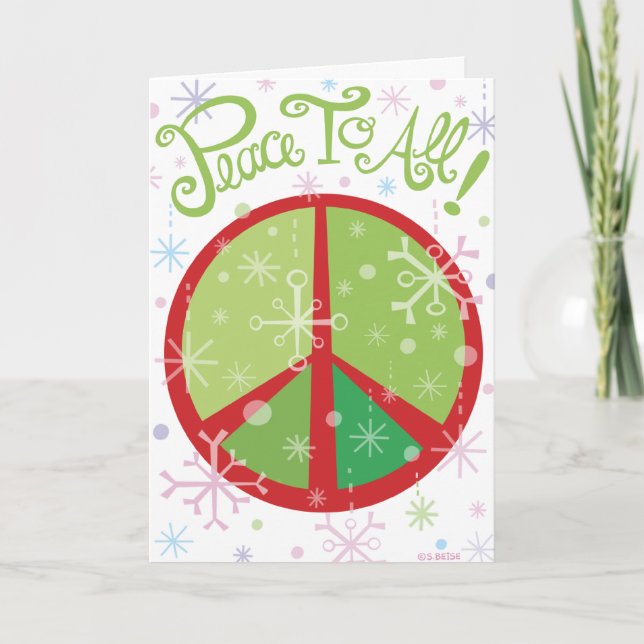 Tarjeta Festiva Peace to All Holiday Card - Personalizado (Anverso)