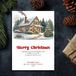 Tarjeta Festiva Peaceful festive home calm winter scene greeting