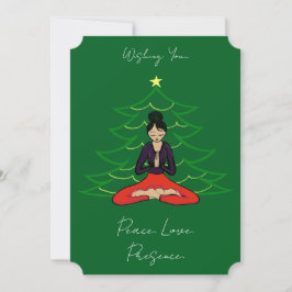 Tarjeta Festiva Peaceful Yogi by Christmas Tree