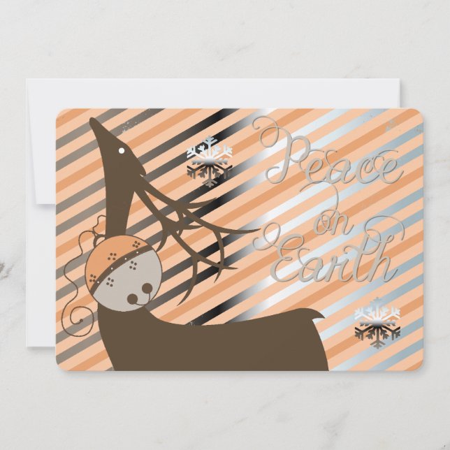 Tarjeta Festiva Peach Jingle Bells Stripe Deer Navidades (Anverso)