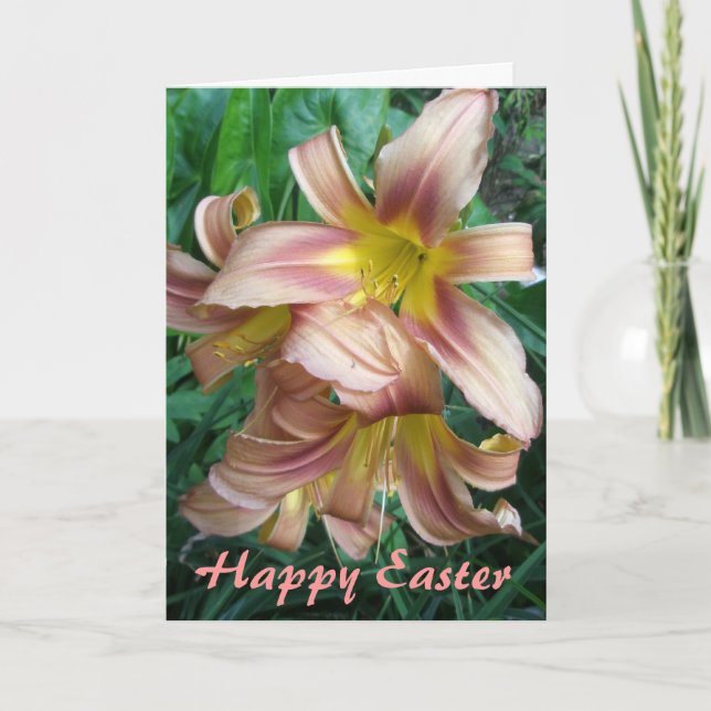 Tarjeta Festiva Peach Lily Easter Card (Anverso)