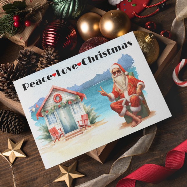 Tarjeta Festiva Peach Love Navidades Santa Beach (Subido por el creador)