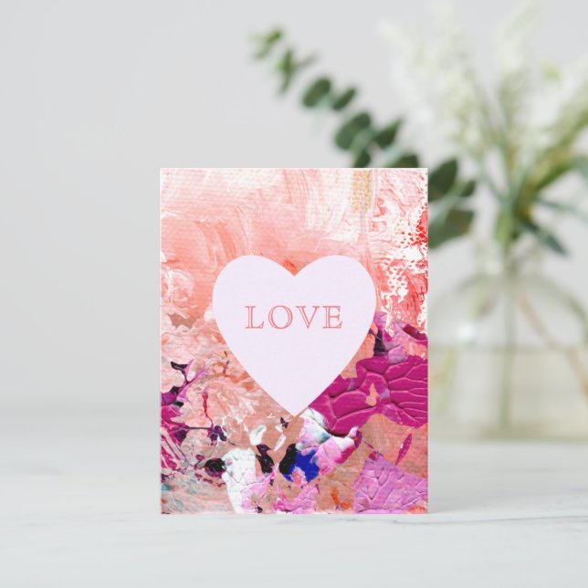 Tarjeta Festiva Peach Pink LOVE Candy Heart (Anverso de pie)