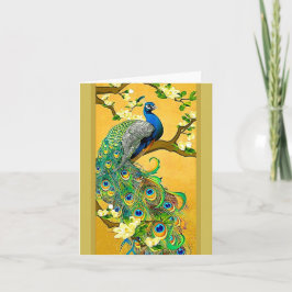 Tarjeta Festiva Peacock azul indio vintage