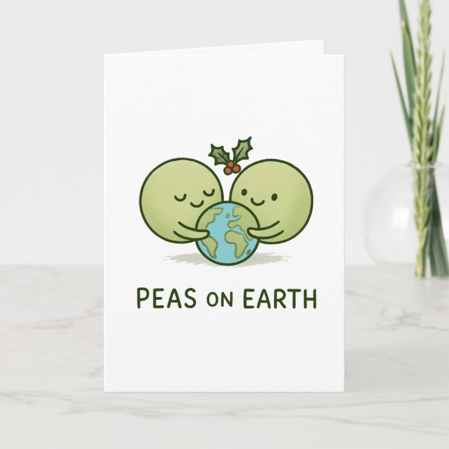 Tarjeta Festiva Peas on Earth - Funny Christmas Pun Card (Anverso)