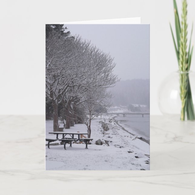 Tarjeta Festiva Pebbles Beach Winter Scene 2 (Anverso)