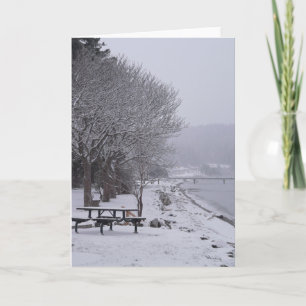 Tarjeta Festiva Pebbles Beach Winter Scene 2