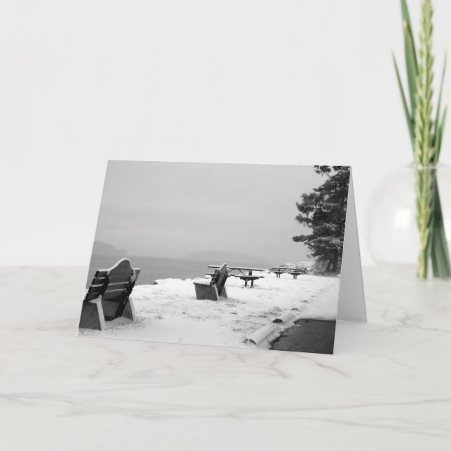 Tarjeta Festiva Pebbles Beach Winter Scene 3 (Anverso)