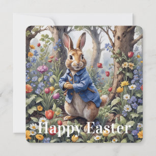 Tarjeta Festiva Pedro Conejo de Pascua Feliz Pascua