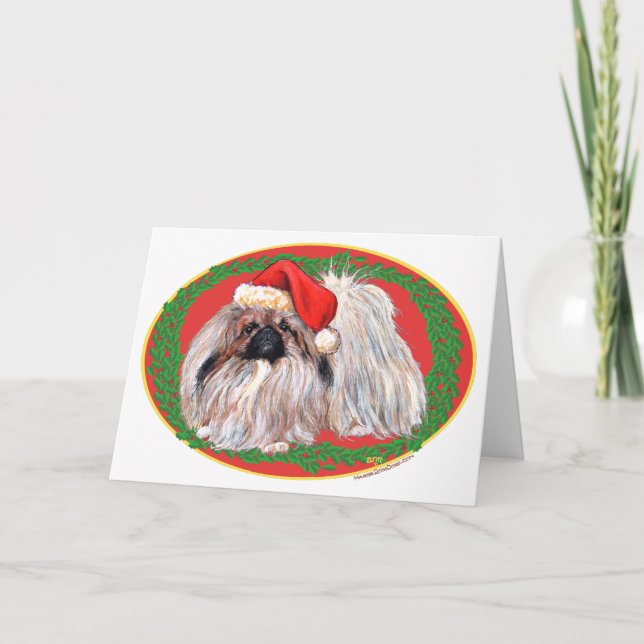 Tarjeta Festiva Pekingés en Invierno (Anverso)