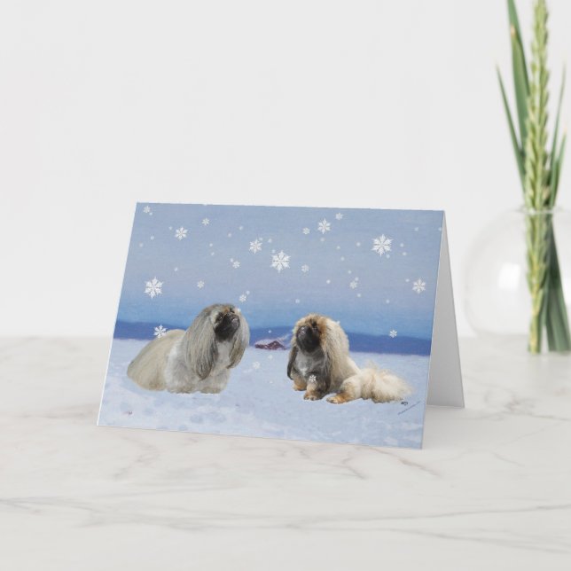 Tarjeta Festiva Pekingés en Invierno (Anverso)