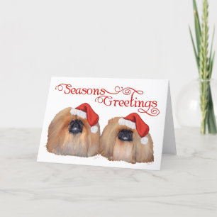 Tarjeta Festiva Pekingeses celebran Navidades