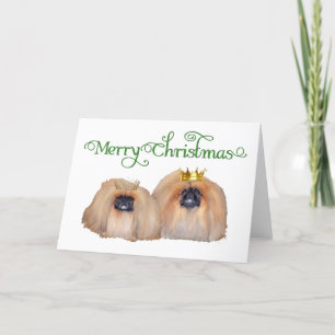 Tarjeta Festiva Pekingeses celebran Navidades