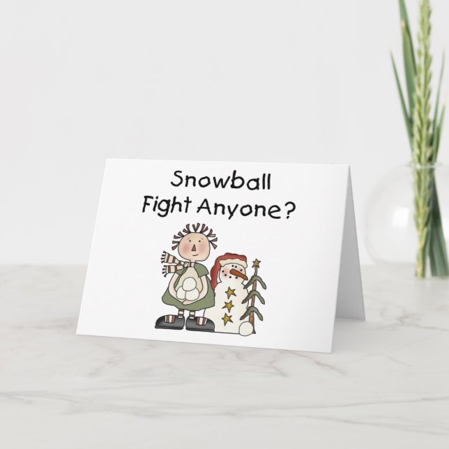 Tarjeta Festiva Pelea de bolas de nieve (Anverso)