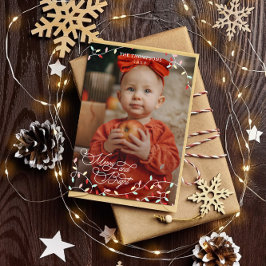 Tarjeta Festiva Pelea de cuerdas Pastel Luces Navidades Brillantes