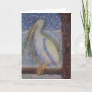 Tarjeta Festiva Pelícano Nevado Glowy