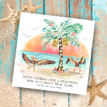 Tarjeta Festiva Pelícanos y Navidades costeros de Palm Beach<br><div class="desc">La tarjeta de Navidades costeros incluye dos aves marinas pelícanas aleteando sus alas con alegría al ver una palmera árbol de Navidad y regalos en la playa. El saludo dice "Buenos consejos para Navidades y un feliz año nuevo". El saludo y el nombre pueden ser personalizados. ¡Felices Fiestas! Arte de...</div>