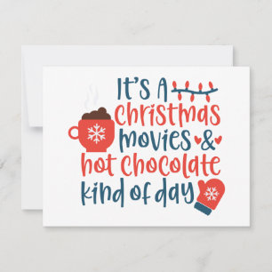 Tarjeta Festiva Películas de Navidades y café de chocolate calient