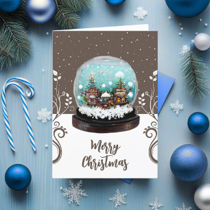 Tarjeta Festiva Pelo de Cristal Invierno Aldea Copos de Nieve Marr