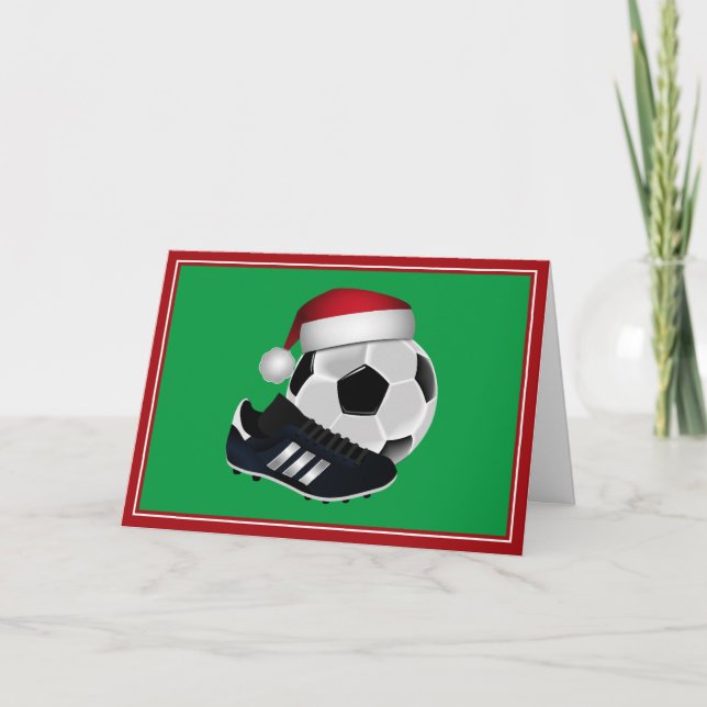 Tarjeta Festiva Pelota de fútbol y zapato para navidades (Anverso)
