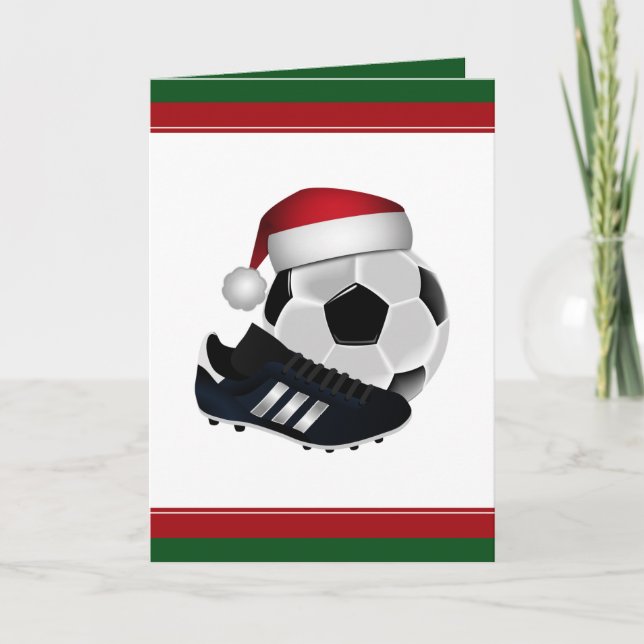 Tarjeta Festiva Pelota de fútbol y zapato para navidades (Anverso)