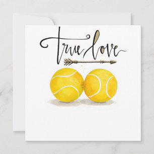 Tarjeta Festiva Pelota de tenis con AMOR en cancha azul