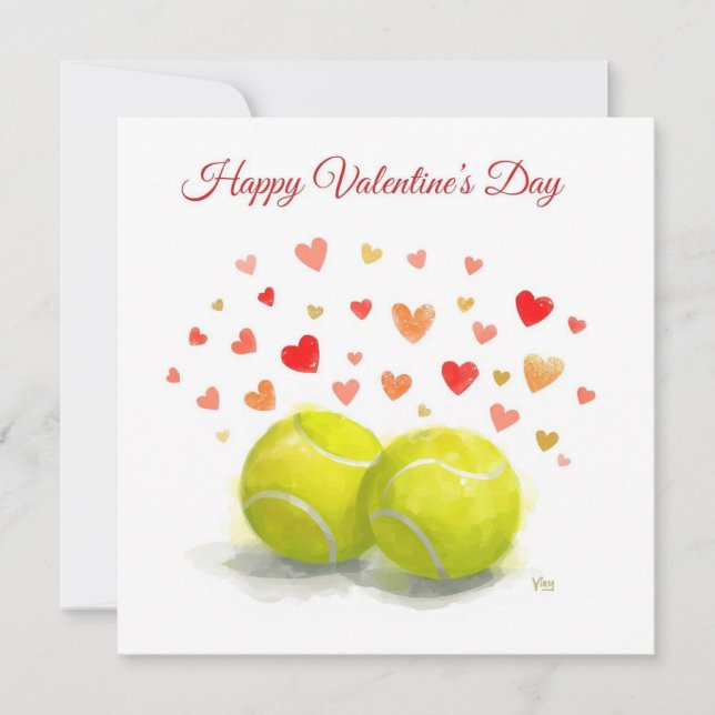Tarjeta Festiva Pelota de tenis con LOVE en cancha azul (Anverso)