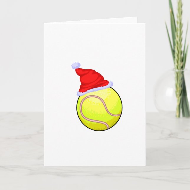 Tarjeta Festiva Pelota de tenis (Santa Hat) (Anverso)