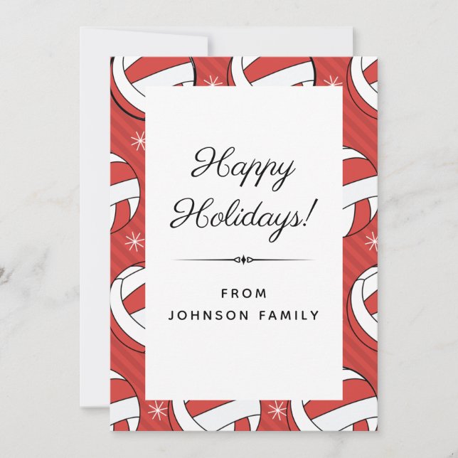 Tarjeta Festiva Pelotas con patrón festivo de voleibol y copos de  (Anverso)