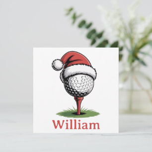 Tarjeta Festiva Pelotas de Golf Nombre Personalizado Navideñas Gol