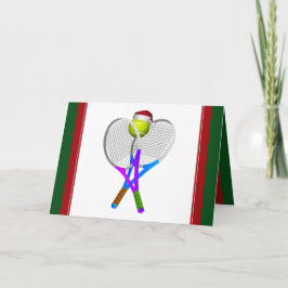 Tarjeta Festiva Pelotas de tenis y raquetas navidades