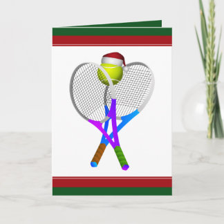 Tarjeta Festiva Pelotas de tenis y raquetas navidades