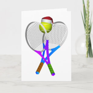 Tarjeta Festiva Pelotas de tenis y raquetas navidades