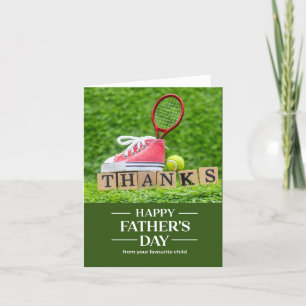 Tarjeta Festiva Pelotas y raqueta de tenis Feliz Día del Padre